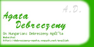 agata debreczeny business card